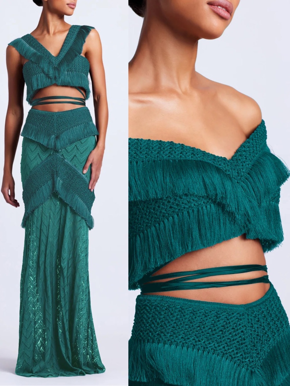 Patbo Fringe Trimmed Crop Top Galapagos 0